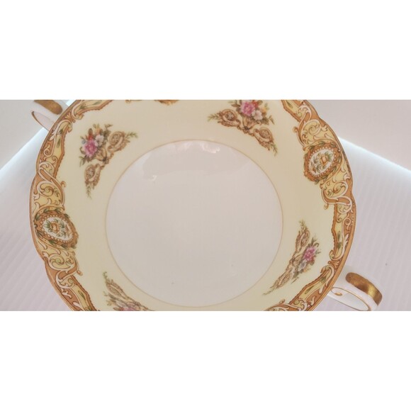 Vintage Noritake Fine China Ashley 3928 Japan Handled Cream Soup Bowl Floral - Picture 8 of 10